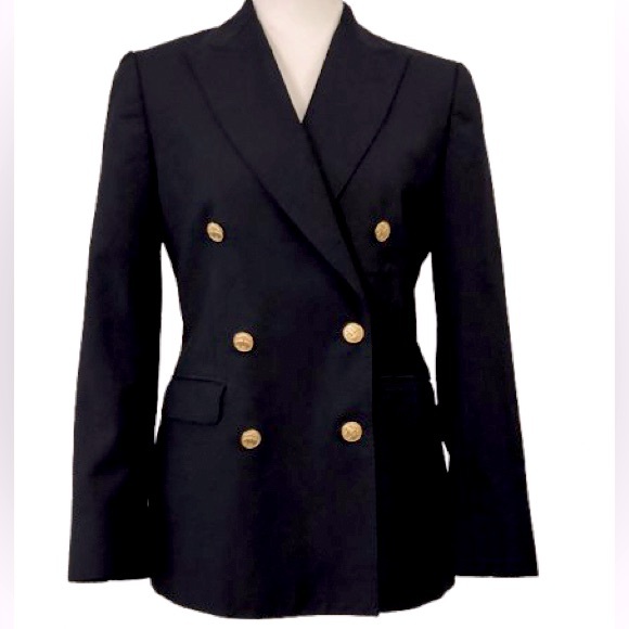 Black Wool Blazer Gold Sheep Buttons 346 Brooks Brothers Sz 8 6 Vintage Jacket - Picture 1 of 15